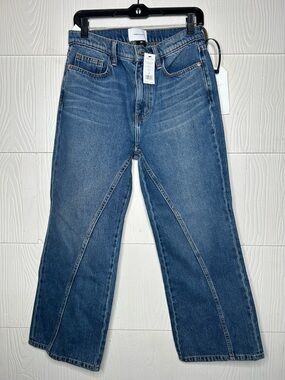 Current/Elliott Medium Blue Seamed Femme Cropped Bell Jeans